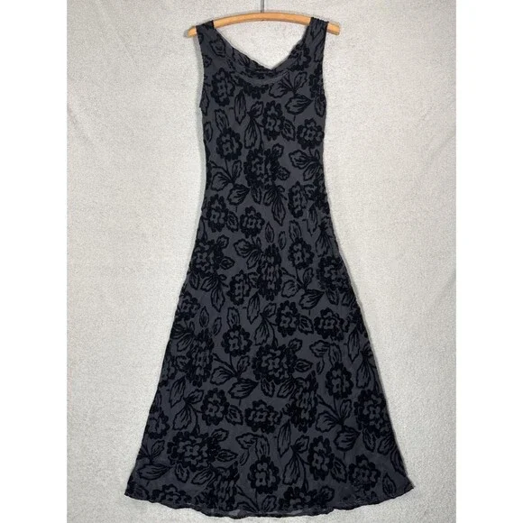 Eva Blue Size S Maxi Velvet Burnout Dress Whimsigoth Gothic Vamp Dark Fairy 90s - Picture 11 of 16